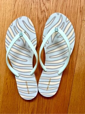 Tory Burch Pale Blue and Cream Flip Flops - size 8.5-9